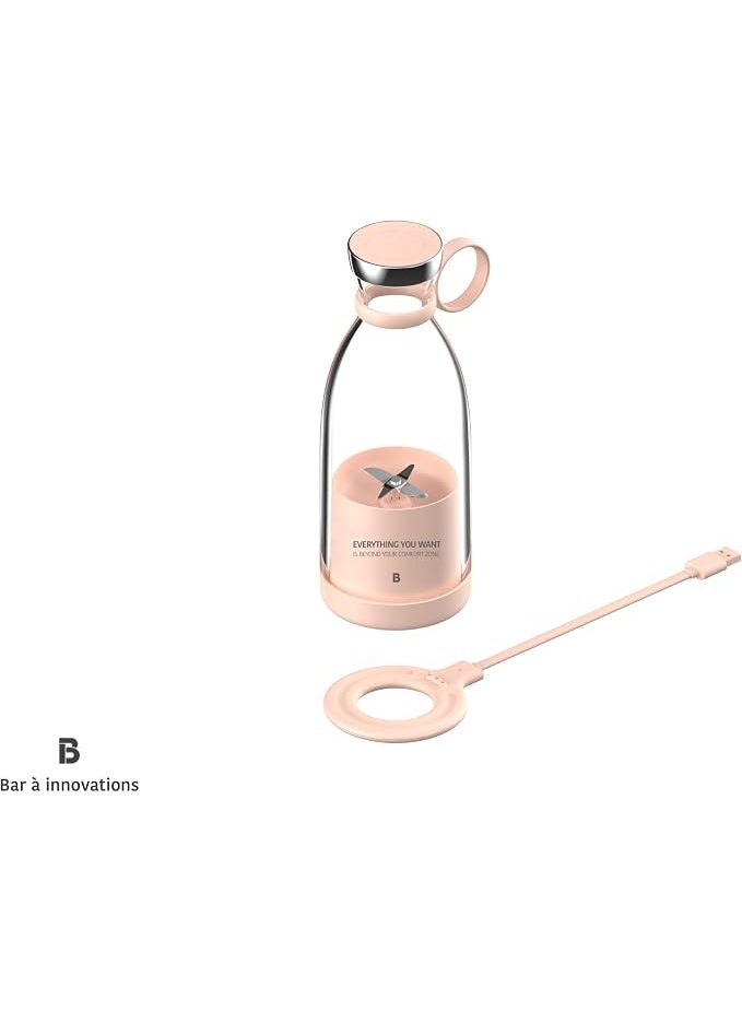 Mixie 350ml Portable Wireless Blender Water Bottle for Smoothies and Milk Shake with Induction Charger BPA Free (Pink) - Image 5