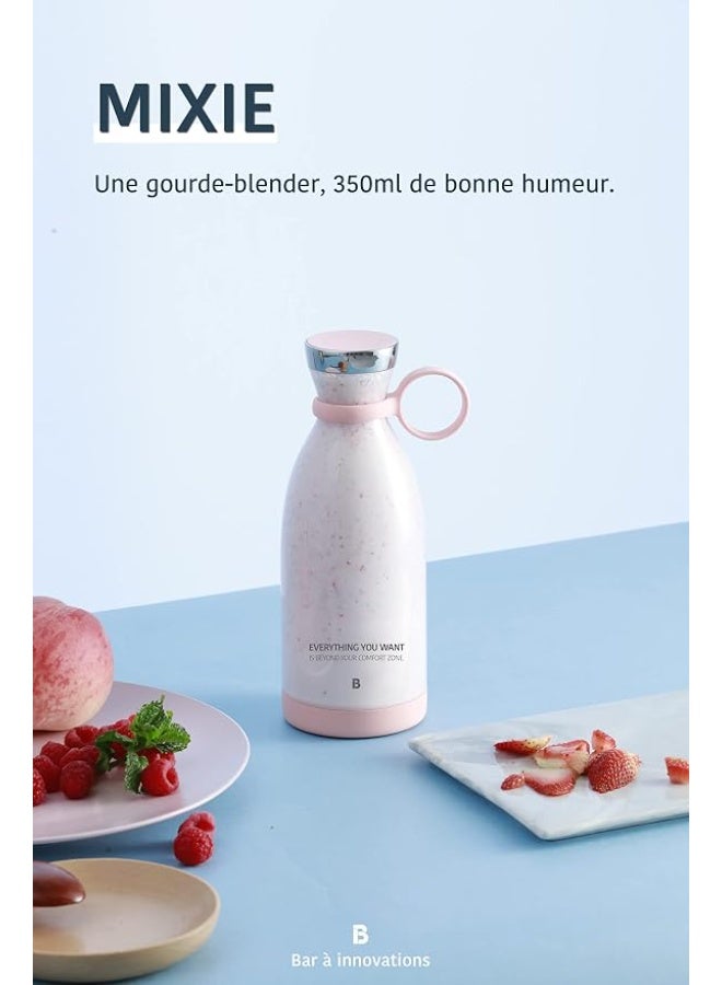 Mixie 350ml Portable Wireless Blender Water Bottle for Smoothies and Milk Shake with Induction Charger BPA Free (Pink) - Image 4