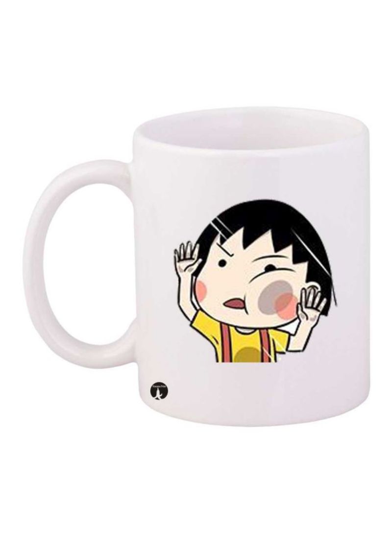 Anime Chibi Maruko Chan Printed Mug White/Beige/Yellow Standard Size