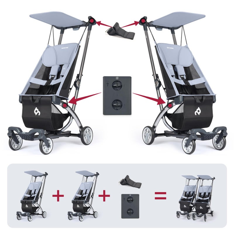 Beberoad Love R1 Stroller Connector, Twin Stroller Double Stroller Connector for R1 Travel Stroller, Turns Two Single R1 Strollers into a Double Stroller (Only Fits for R1 Stroller) - Image 3