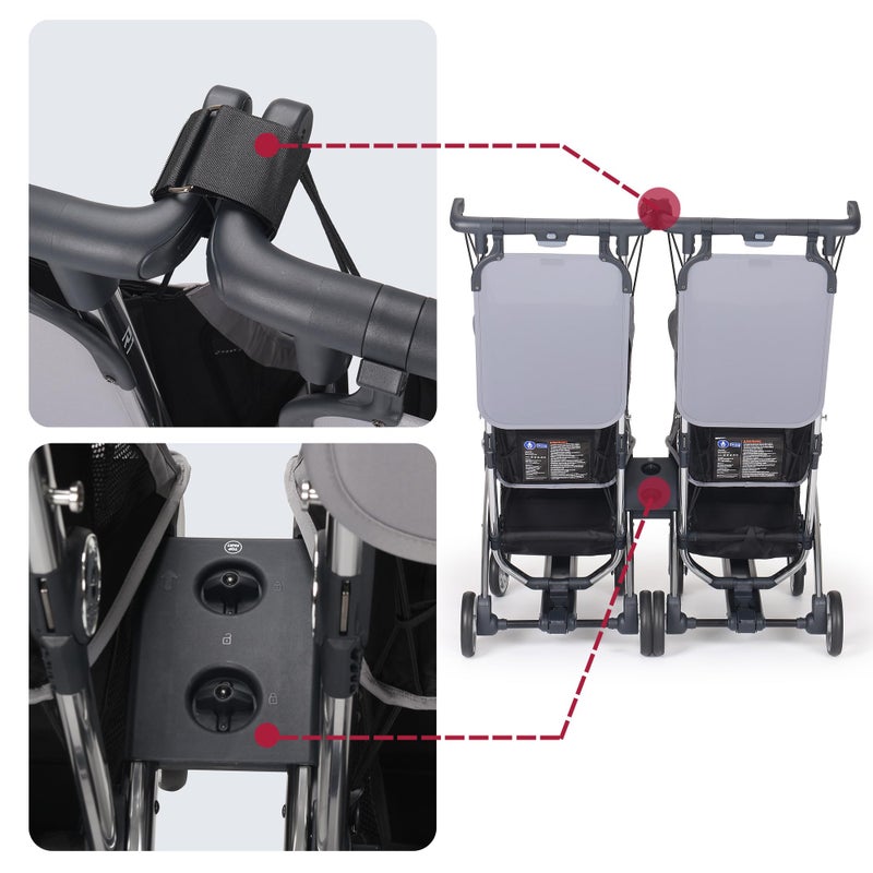 Beberoad Love R1 Stroller Connector, Twin Stroller Double Stroller Connector for R1 Travel Stroller, Turns Two Single R1 Strollers into a Double Stroller (Only Fits for R1 Stroller) - Image 4