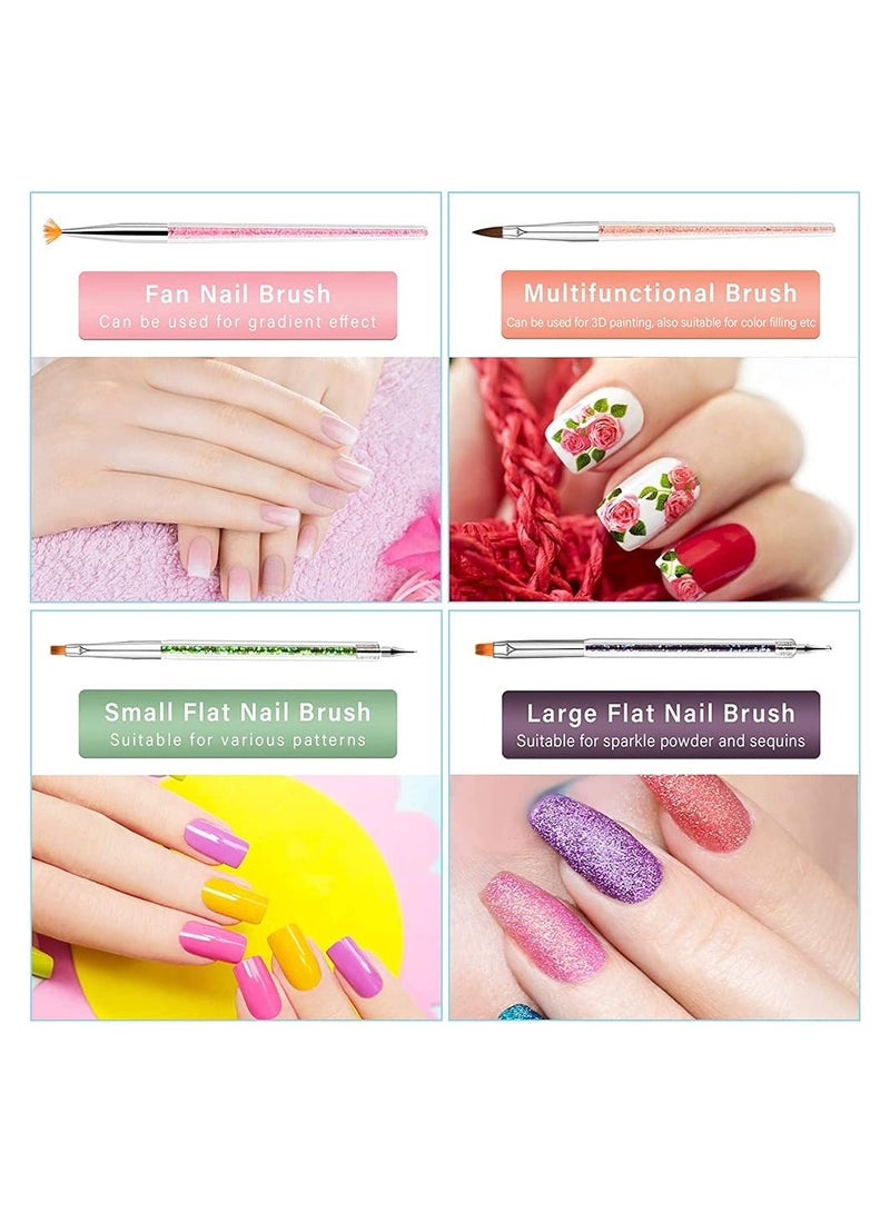 9 Pcs Nail Art Brushes for with Liner Brush and Dotting Pens Home Use Professional Salon Tools Puller Pen Double Point Drilling - Image 2