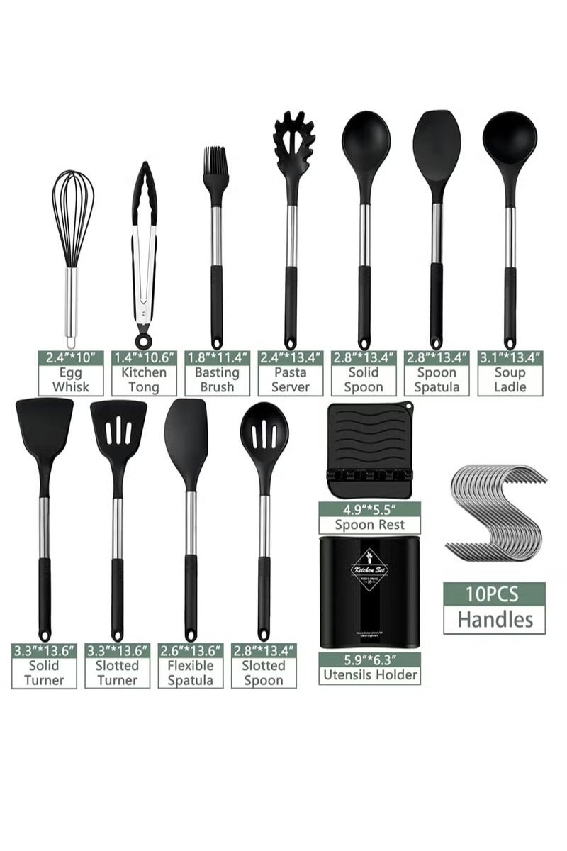 Arabest Silicone Cooking Utensil Set, 13-Piece Premium Silicone Cooking Utensil Set - BPA-Free, Heat Resistant Kitchen Tools, Stainless Steel Handles, Scratchproof for Nonstick Cookware (Grey) - Image 5