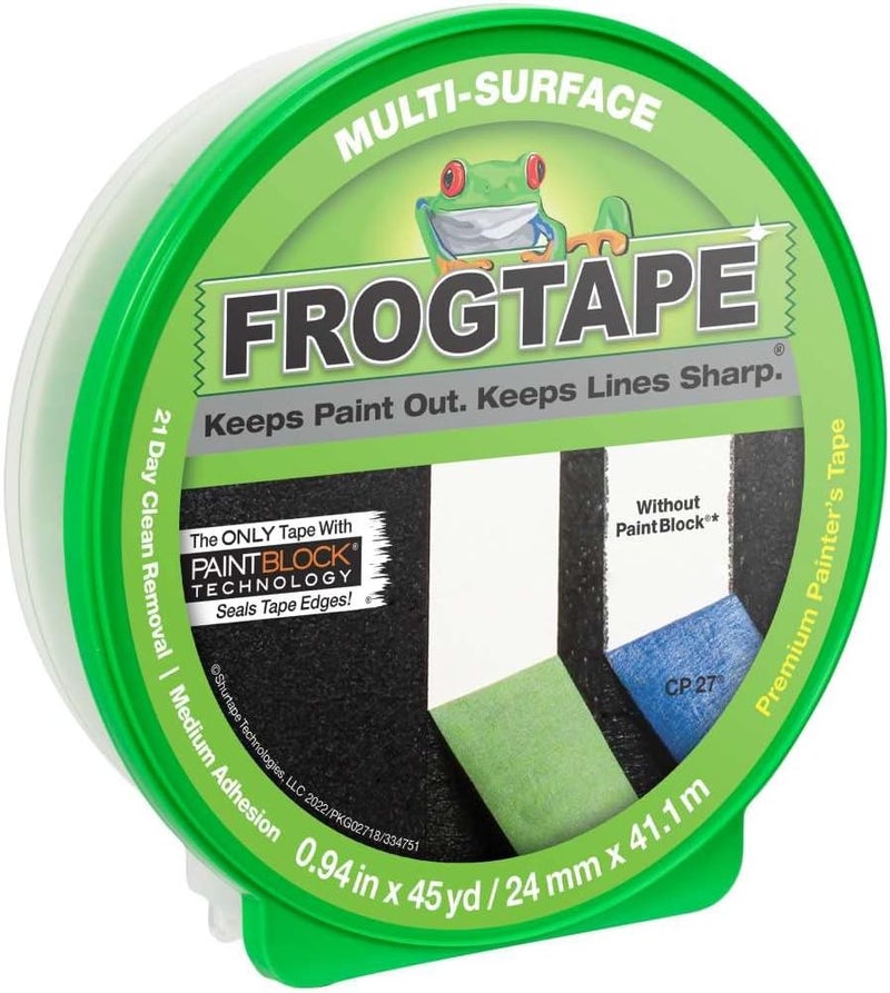 FrogTape FrogTape MultiSurface Painters Tape with PAINTBLOCK 1 Inch Wide 094 In x 45 Yds Medium Adhesion Green 1 Roll 1396748  - Image 1
