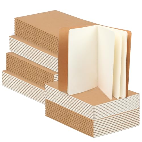 miikoul 60 Packs Kraft Small Blank Notebooks, Unlined Mini A6 Journals Bulk, Blank Notepads for Kids Student Back to School, Office, Sketching, Drawing, Writing Supplies, 5.5" X 4", 30 Sheets/60 Pages - Image 1