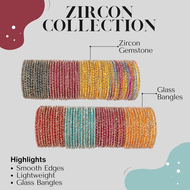 Lavazza مجموعة من 8 أساور زجاجية ملونة للنساء والفتيات | مجموعة أساور تقليدية | مجموعة أساور مصممة للحفلات/الاستخدام اليومي/الزفاف/المكتب | مجوهرات عصرية | تشودي زجاجية - مجموعة من 96 - Image 5