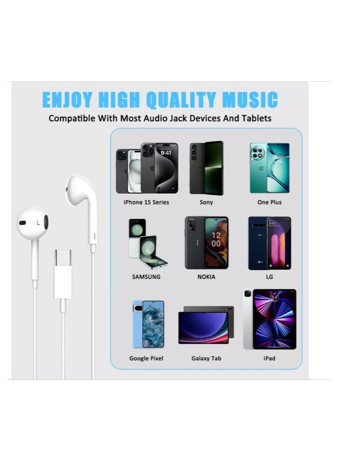 Generic - Perfect Stereo Sound Or Comfortable In-Ear Design High-Definition Microphone With Wide Compatibility With TYPE C For Apple I Phone 15 Pro And MAX Handsfree Compatible With Apple IPhone 15 IPhone 15 Plus IPhone 15 Pro IPhone 15 Pro Max - Image 1