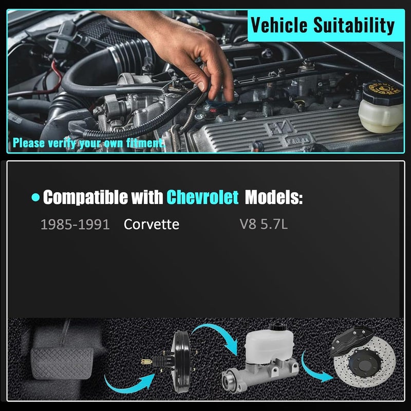 PartsFlow 54-71401 Power Brake Booster for Chevrolet Corvette 1980-1991 5.7L V8 - Image 4
