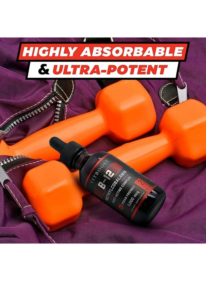 VITBOOST Vegan Liquid B12 Drops 60 X 5000 Mcg Extra Strength Raspberry Flavored Vitamin B12 Liquid Methylcobalamin Sublingual Supplement ; Designed To Maximize Absorption & Energy ; Gluten Free - Image 5