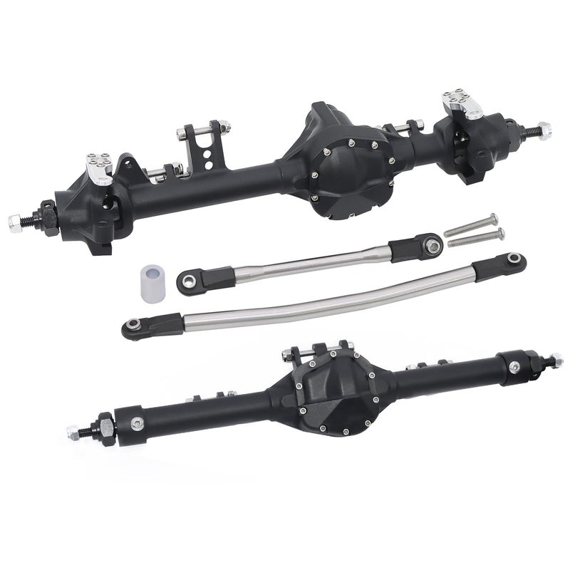 FACCNOY CNC Aluminum Front Rear Straight Axle for 110 RC Crawler Axial SCX10 II Vanquish VS410 Chassis Black - Image 3