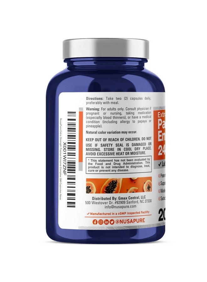 NusaPure Papaya Papain Enzyme Complex 240,000 PU - 200 Veggie Caps - 100% Vegetarian, Non-GMO - Image 3