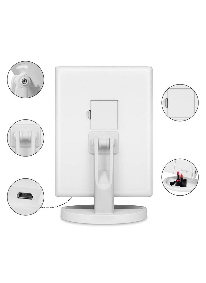 DeWEISN DeWEISN Tri-Fold Lighted Vanity Makeup Mirror with 21 LED Lights, Touch Screen and 3X/2X/1X Magnification Mirror, Two power Supply Mode Tabletop Makeup Mirror,Travel Cosmetic Mirror (White)  - Image 5