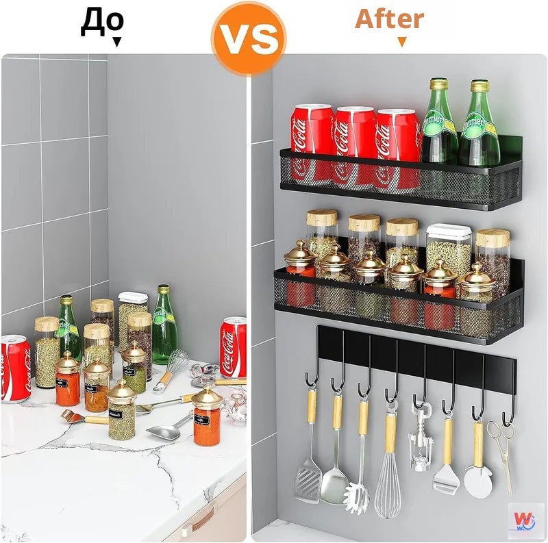 Magnetic Kitchen Shelf Rack 25 cm, Black (3 Pieces) - Image 4