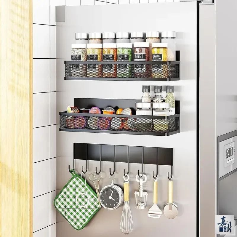 Magnetic Kitchen Shelf Rack 25 cm, Black (3 Pieces) - Image 1