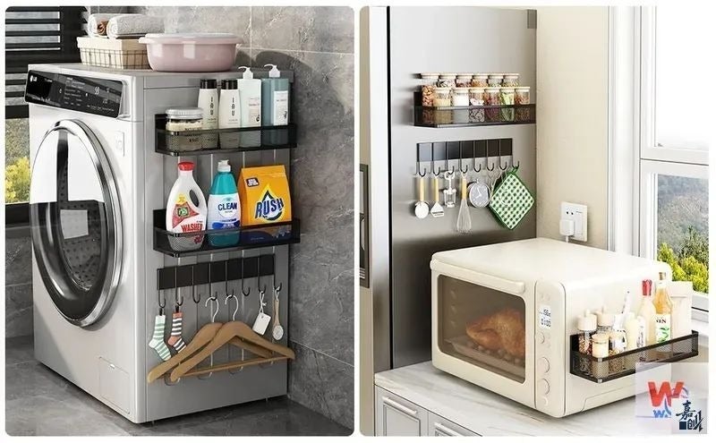 Magnetic Kitchen Shelf Rack 25 cm, Black (3 Pieces) - Image 3