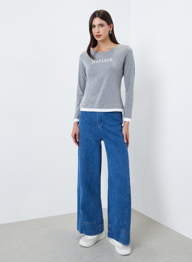 ستايلي تيشيرت مطرز بحواف متباينة - Image 2