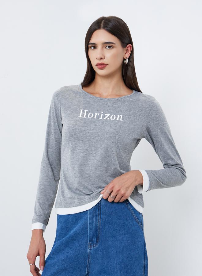 ستايلي تيشيرت مطرز بحواف متباينة - Image 1