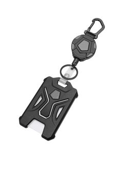 OUYoo OUYoo Retractable Badge Holder, Heavy Duty Carabiner Keychain, Tactical ID Card Holder with 31.5" Retractable Badge Reel（Black）  - Image 1