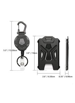 OUYoo OUYoo Retractable Badge Holder, Heavy Duty Carabiner Keychain, Tactical ID Card Holder with 31.5" Retractable Badge Reel（Black）  - Image 2