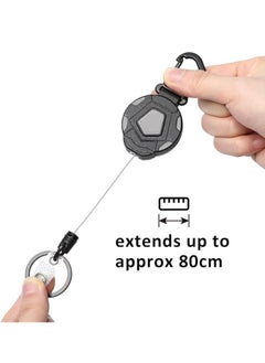 OUYoo OUYoo Retractable Badge Holder, Heavy Duty Carabiner Keychain, Tactical ID Card Holder with 31.5" Retractable Badge Reel（Black）  - Image 3