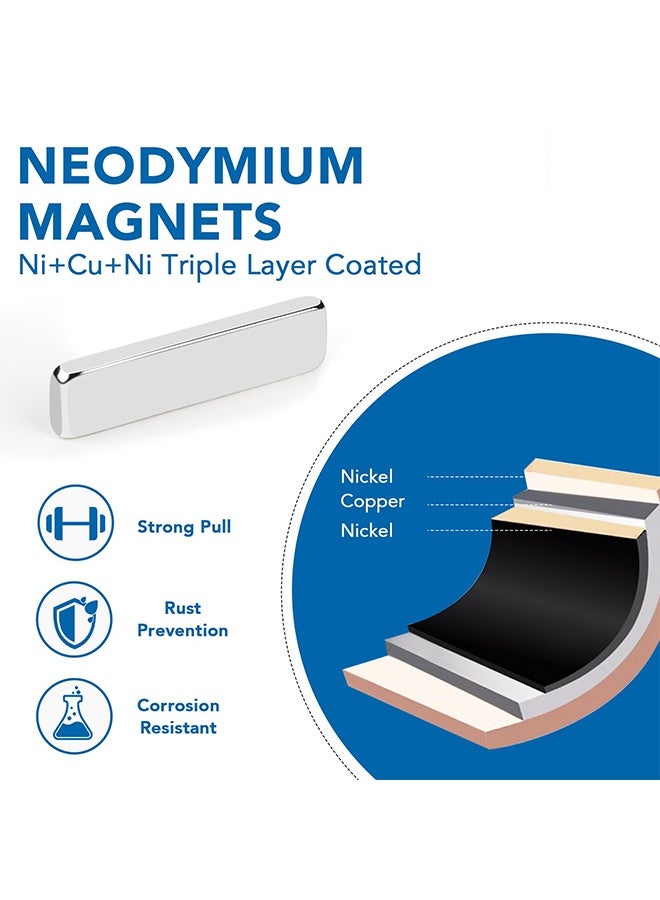 20PCS 20x5x2mm Neodymium Bar Magnets, Small Powerful Rare Earth Rectangle Magnets for Refrigerator Whiteboard Crafts Science Experiments Office Tool Storage - Image 3
