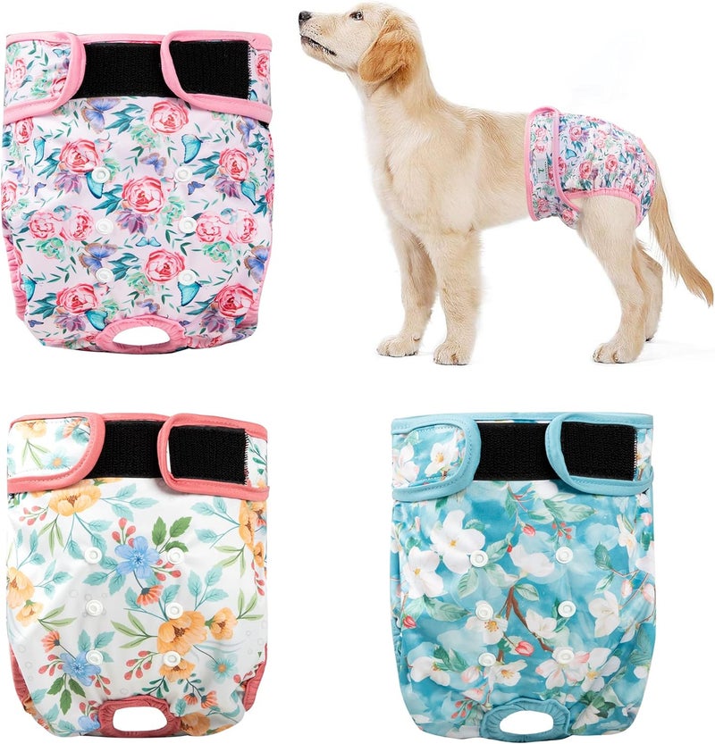 ZINGTERRA 3Pack Reusable Dog Diapers Female,Washable Diaper for Doggie,Highly Absorbent Dog Diaper,Adjustable Leakproof Puppy Girl Dog Diapers for Heat,Incontinence,Period Doggy Nappies S - Image 1