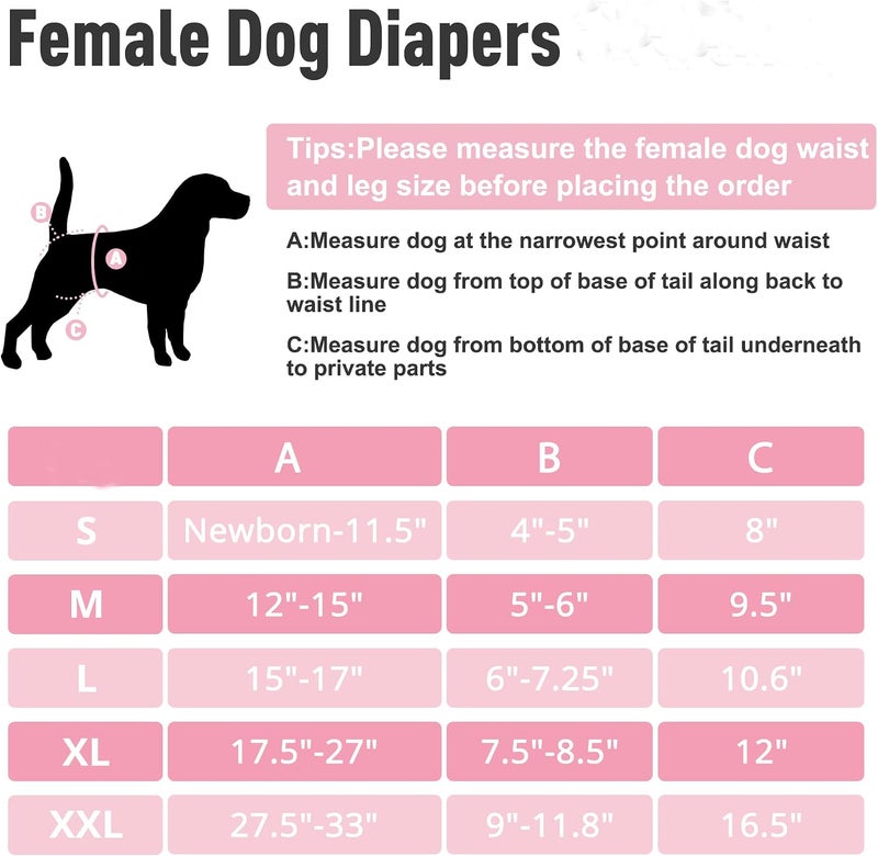 ZINGTERRA 3Pack Reusable Dog Diapers Female,Washable Diaper for Doggie,Highly Absorbent Dog Diaper,Adjustable Leakproof Puppy Girl Dog Diapers for Heat,Incontinence,Period Doggy Nappies S - Image 5