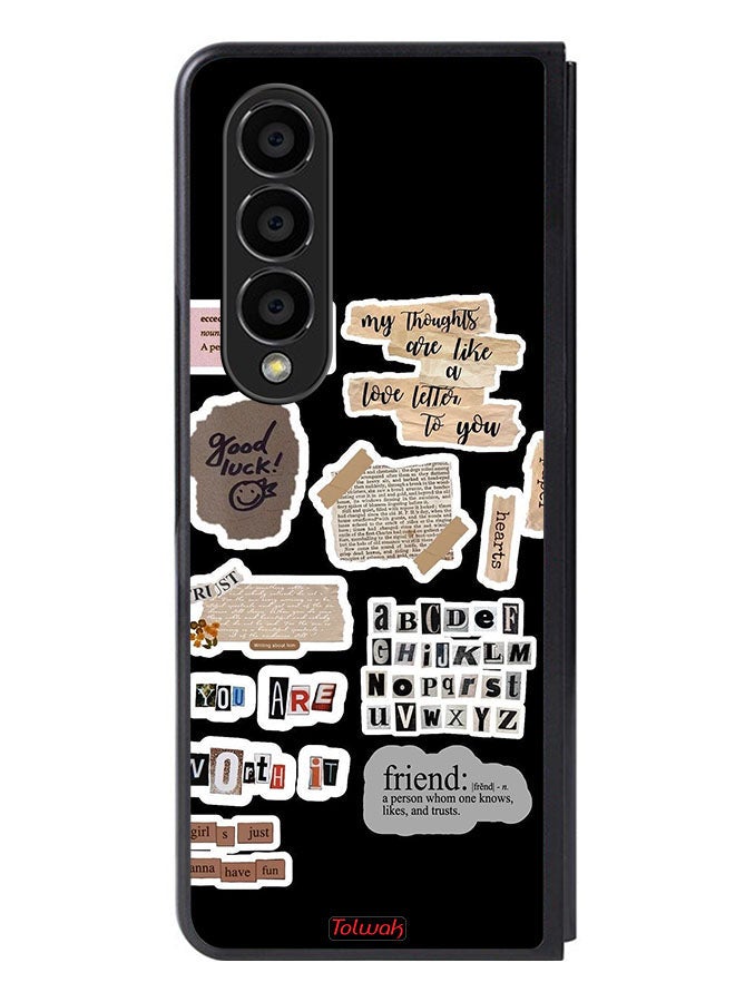 Tolwak Samsung Galaxy Z Fold 4 Protective Case Cover Good Luck Quotes Stickers - Image 1
