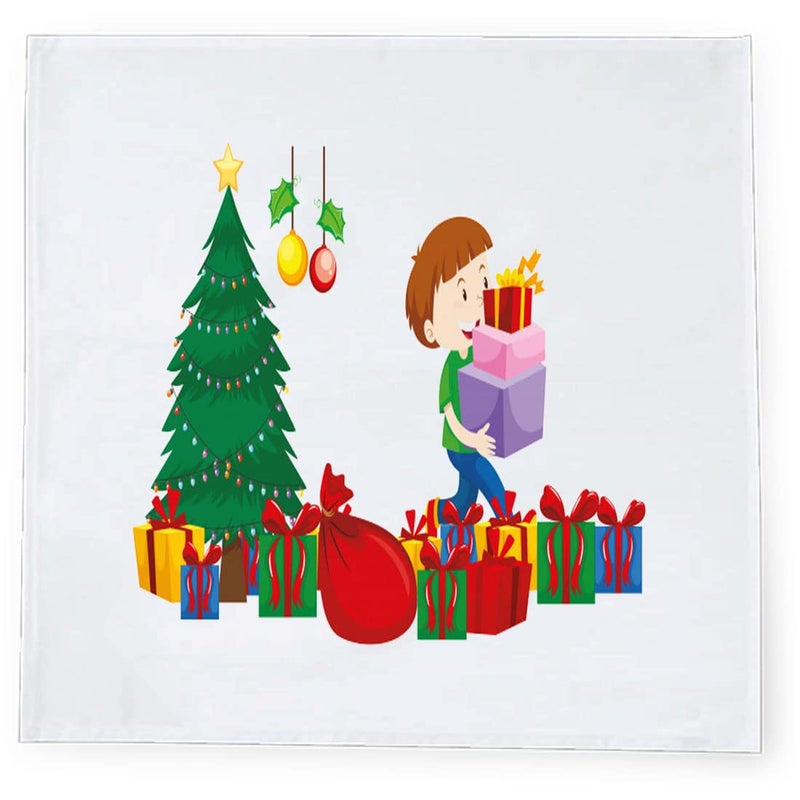 Khakee 6 Pcs Christmas Theme Silk Table Napkins 10x 10 for Xmas Decoration Christmas OrnamentsChristmas Giftxmas21400 - Image 3