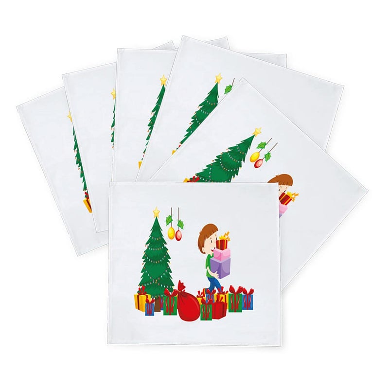 Khakee 6 Pcs Christmas Theme Silk Table Napkins 10x 10 for Xmas Decoration Christmas OrnamentsChristmas Giftxmas21400 - Image 2