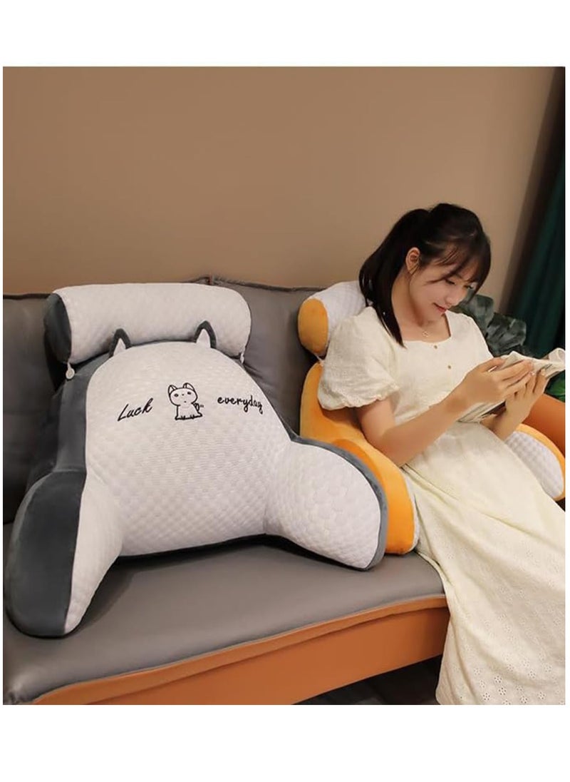 Blueland Reading Pillow, Large Size Backrest Pillow, Bed Rest Sit up Pillow with Detachable Neck Roll & Arms, Back Support Lumbar Cushion, Memory Foam Pillow with Removeable and Washable Cover  - Image 2