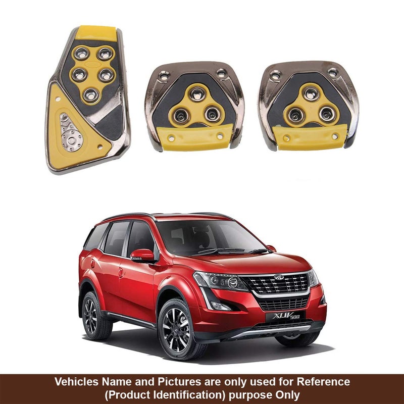 Oshotto 3 Pcs Non-Slip Manual CS-375 Car Pedals kit Pad Covers Set Compatible with Mahindra XUV-500 (Yellow) - Image 1