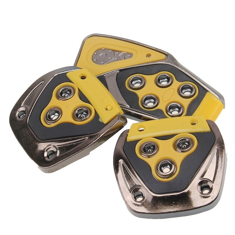 Oshotto 3 Pcs Non-Slip Manual CS-375 Car Pedals kit Pad Covers Set Compatible with Mahindra XUV-500 (Yellow) - Image 3