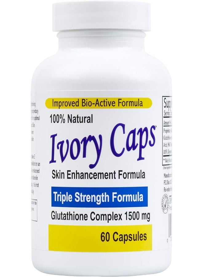 Ivory Caps - Maximum Potency 1500 Mg Glutathione Skin Whitening Pills Complex, 60 Capsules - Image 1
