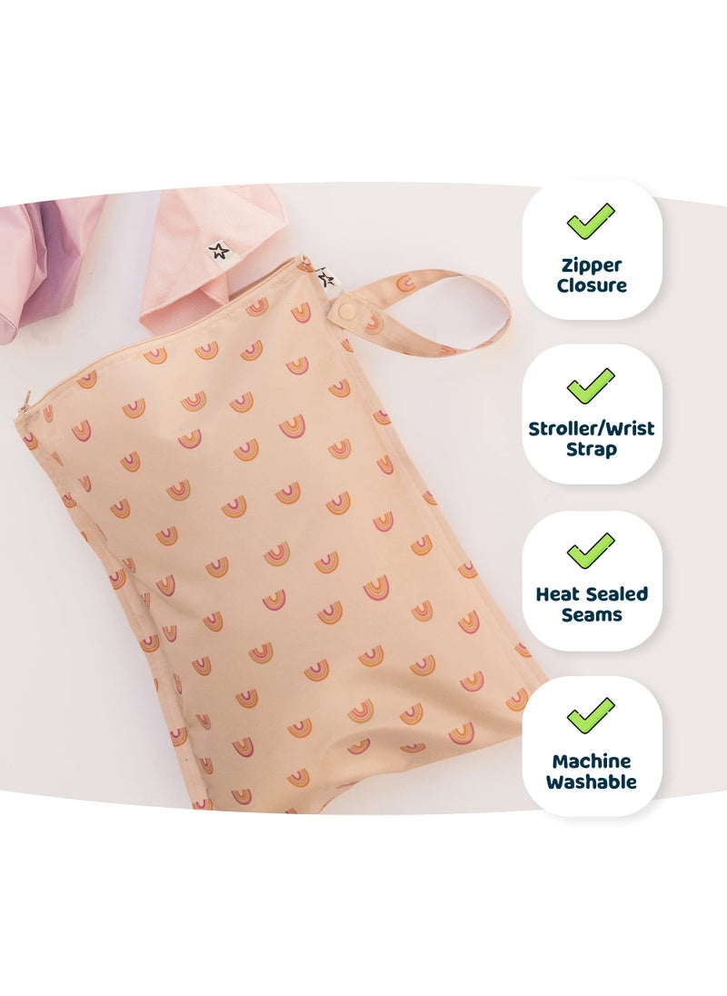 Tiny Twinkle Tiny Twinkle Mess-proof Wet Bags 2 Pack Waterproof and Washable Bag for Travel storage, Stroller, Daycare, Baby Diapers, Yoga, Beach, Pool, Wet Toddler Swimsuits (Taupe, Dandelion)  - Image 4