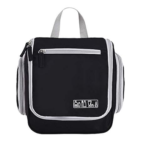 Keetly Travel Makeup BagPortable Small Toiletry Bag with Hanging Hook Cosmetic Bag WaterproofTravel Mekeup Case for Girls and Women Makeup OrganizerMen Toiletry Bag Black - Image 1