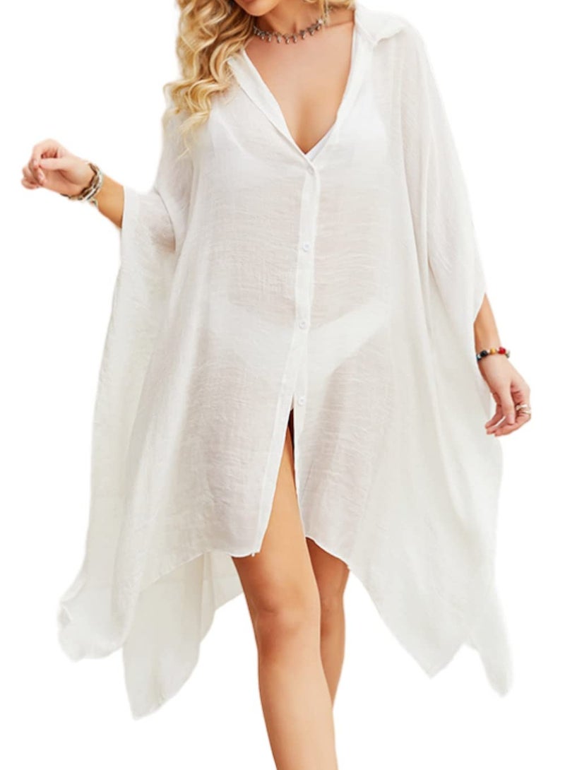 SYOSI Batwing Sleeve Beach Cover Up, Women Maxi Kimono Beach Dress, Beach Coverup, Women's Long Clothes, for Evening Wear, Summer Wear, One Size Fits Most - Image 1