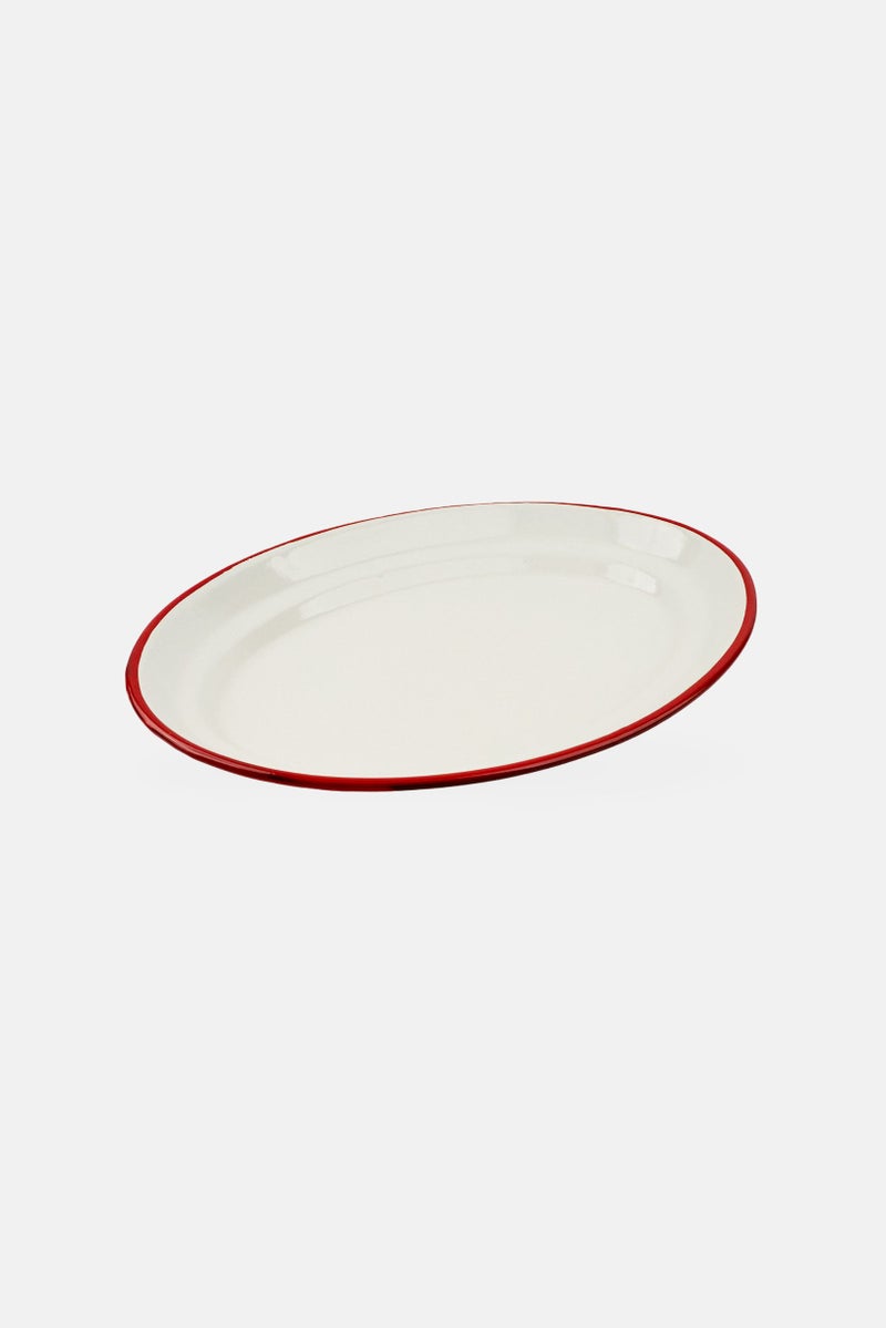 ibili Enamelled Steel Oval Platter, Red - Image 1