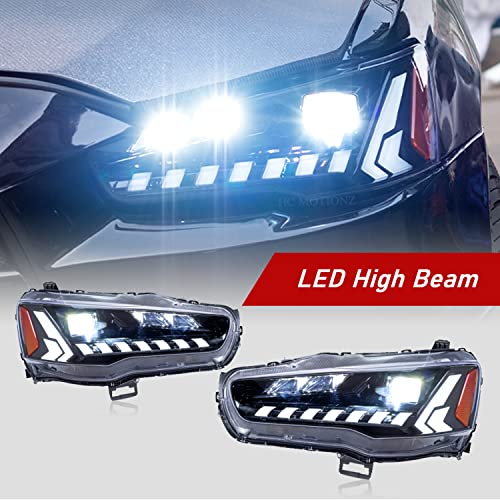 HCMOTIONZ HCmotion Headlights Assembly Fit for Mitsubishi Lancer & EVO X 2008 2009 2010 2011 2012 2013 2014 2015 2016 2017 2018 2019 2020 With DRL Start UP Animation Sequential Turn Signal (Clear) - Image 5