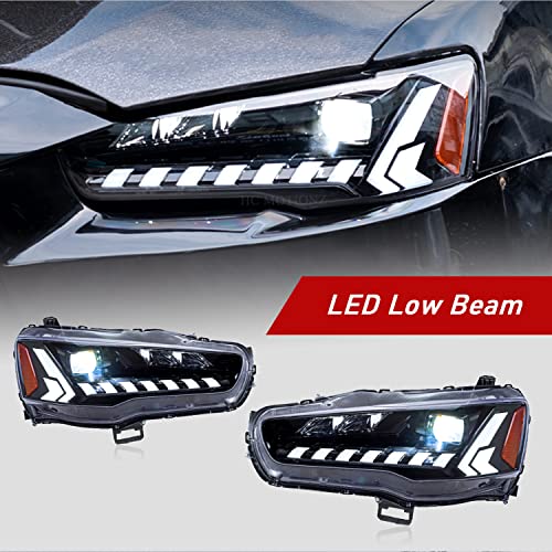 HCMOTIONZ HCmotion Headlights Assembly Fit for Mitsubishi Lancer & EVO X 2008 2009 2010 2011 2012 2013 2014 2015 2016 2017 2018 2019 2020 With DRL Start UP Animation Sequential Turn Signal (Clear) - Image 4