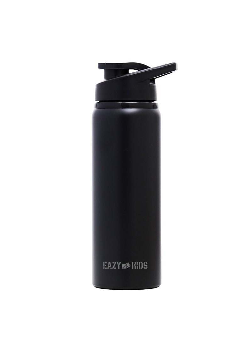 Eazy Kids Stainless Steel Sports Water Bottle - Black, 700 Ml  - Image 1