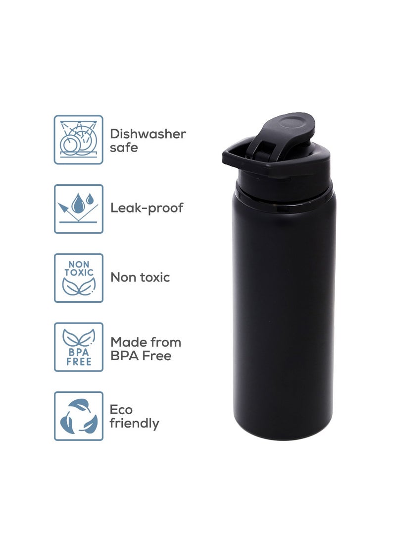 Eazy Kids Stainless Steel Sports Water Bottle - Black, 700 Ml  - Image 3