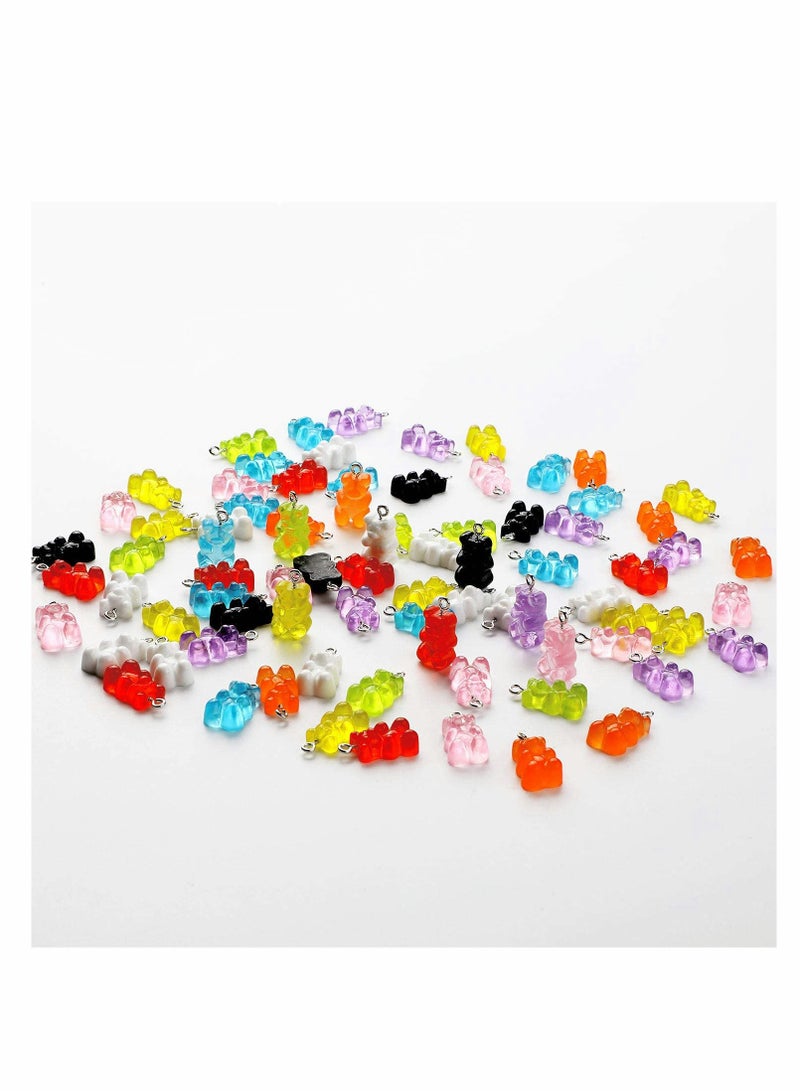 KASTWAVE Colorful Gummy Bear Charms Pendants Resin Bear Keychains for DIY Jewelry Necklace Supplies Earring Bracelet Making Pendants Nail Art Accessory for Children Adults Handmade Crafting 90 Pieces - Image 5