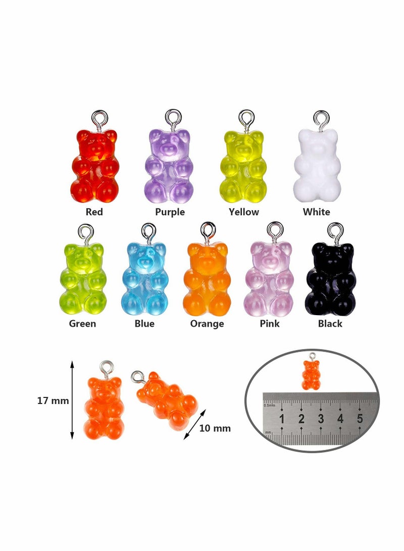 KASTWAVE Colorful Gummy Bear Charms Pendants Resin Bear Keychains for DIY Jewelry Necklace Supplies Earring Bracelet Making Pendants Nail Art Accessory for Children Adults Handmade Crafting 90 Pieces - Image 4