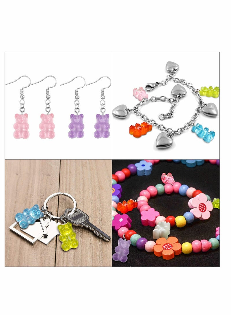 KASTWAVE Colorful Gummy Bear Charms Pendants Resin Bear Keychains for DIY Jewelry Necklace Supplies Earring Bracelet Making Pendants Nail Art Accessory for Children Adults Handmade Crafting 90 Pieces - Image 3