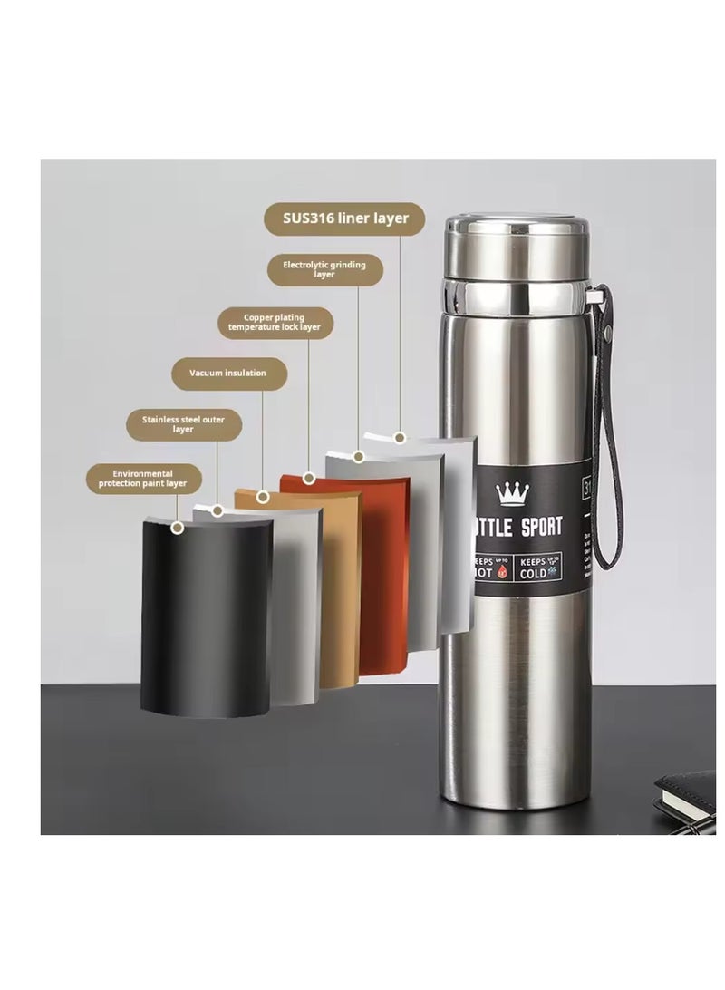 سبال كوب سفر مزدوج الجدار من الفولاذ المقاوم للصدأ، زجاجة مياه معزولة سعة 1000 مل، ترمس للسيارة، للاستخدام الخارجي - Image 4