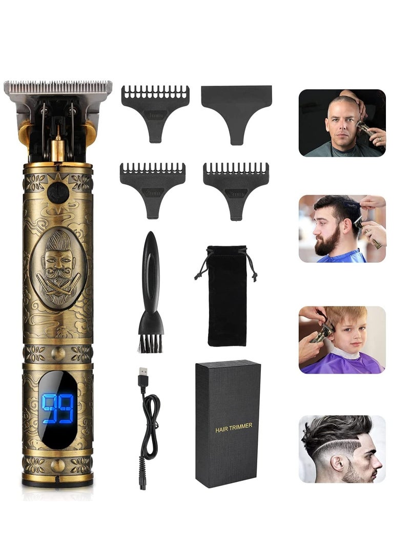 ELTRAZONE Upgraded Hair Trimmer Beard Clippers for Men Professional USB Electric Hair Clippers for Hair Cutting T Blade Gold Trimmers Pro Li Cordless Outliner Zero Gaped Rechargeable Retro Trimmer LED Display - Image 1
