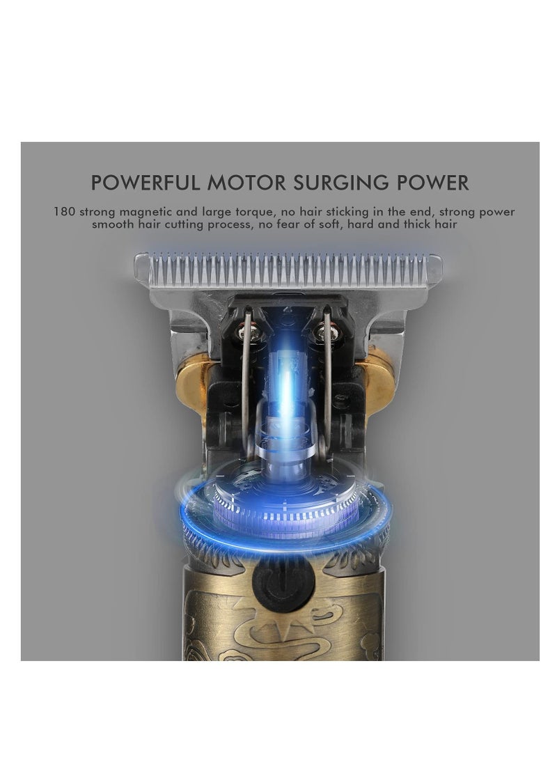 ELTRAZONE Upgraded Hair Trimmer Beard Clippers for Men Professional USB Electric Hair Clippers for Hair Cutting T Blade Gold Trimmers Pro Li Cordless Outliner Zero Gaped Rechargeable Retro Trimmer LED Display - Image 5