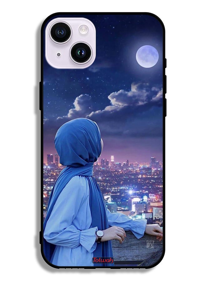 Tolwak Apple iPhone 14 Protective Case Looking At Moon Hijab Girl - Image 2