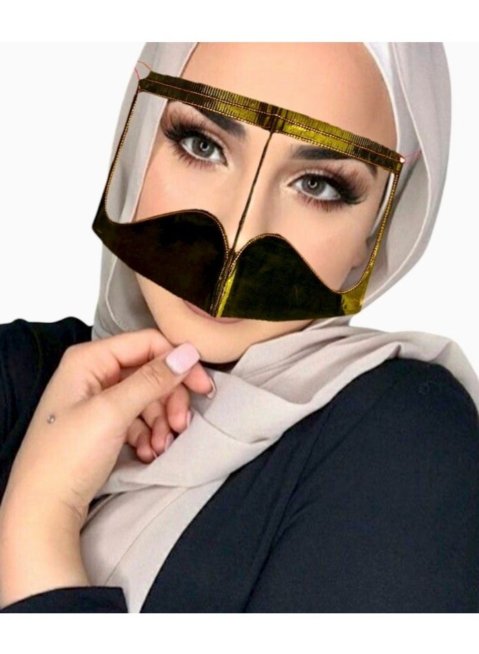 نقاب بتولّة للنساء، زي عربي تقليدي من الخليج العربي، قناع وجه فاخر ومميز للعيد وحفلات الزفاف والمناسبات الثقافية. - Image 1